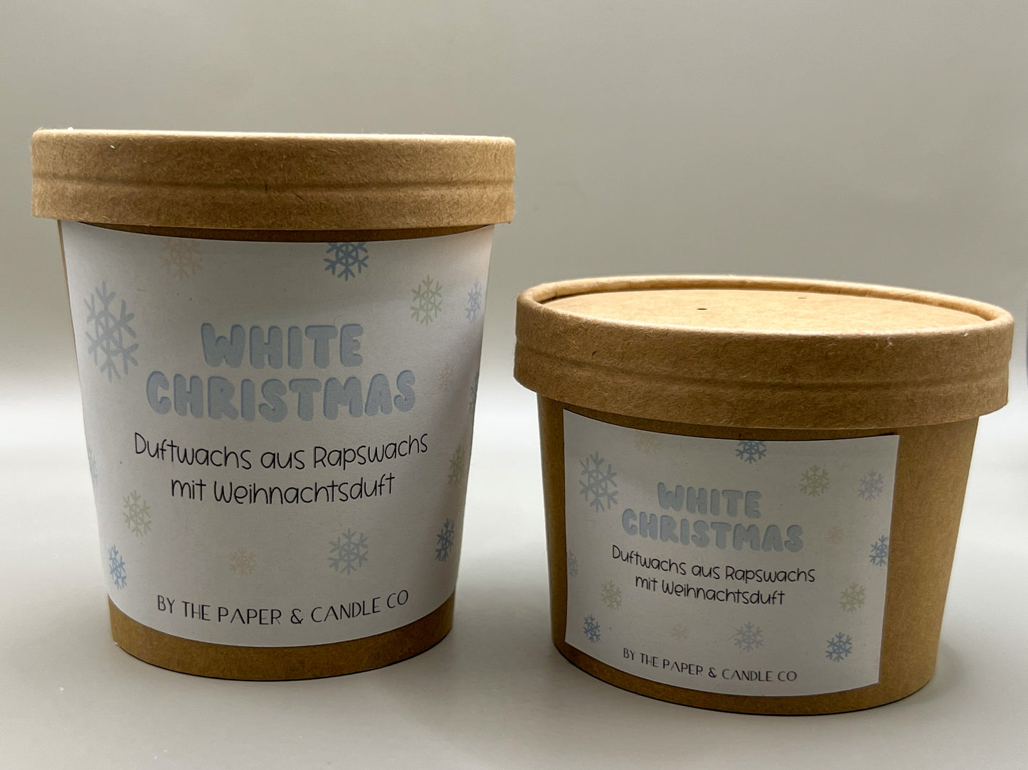 Weihnachtliche Wax Melts "White christmas" aus Deutschland in 150g oder 250g Packung, nachhaltiger brauner Pappbecher mit Deckel gefüllt mit veganem Duftwachs aus Rapswachs, Bester Aromawachs für Duftlampen, Duft Melts mit frischem Duft, schöne Weihnachtsdeko, inkl. nachhaltigem Teelicht ohne Hülle, nachhaltige Verpackung